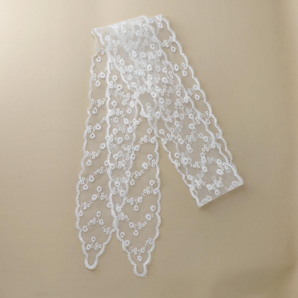Floral Embroidery Lace Skinny Scarf - osewaya