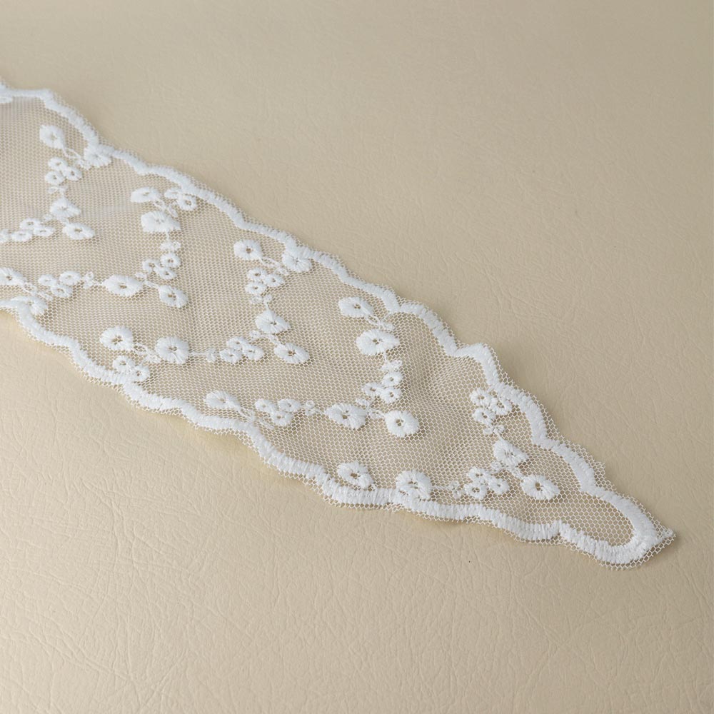 Floral Embroidery Lace Skinny Scarf