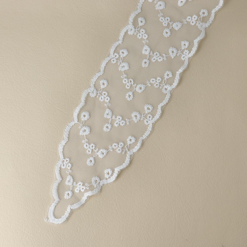 Floral Embroidery Lace Skinny Scarf