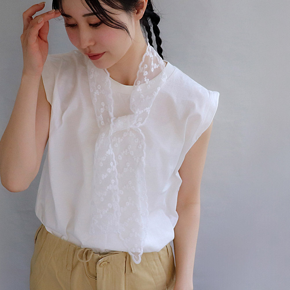 Floral Embroidery Lace Skinny Scarf