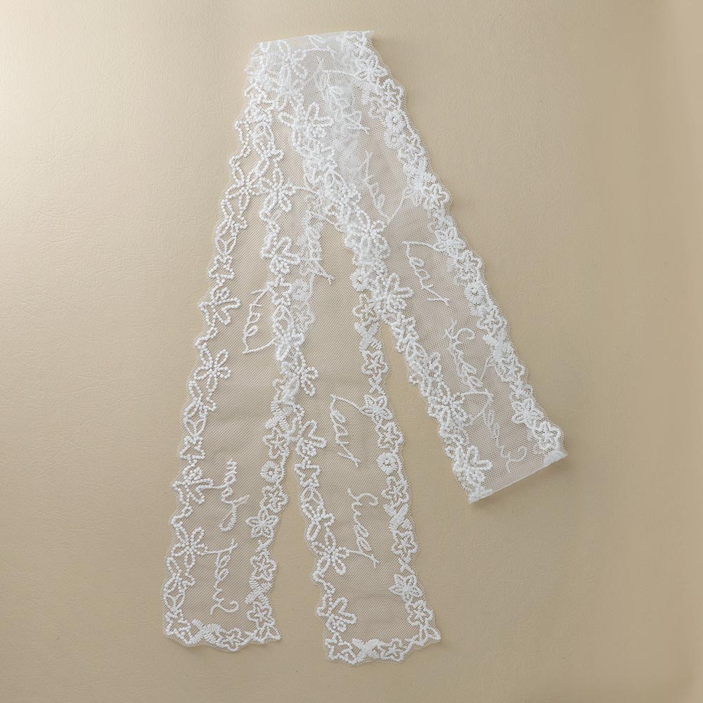 Embroidered Lace Skinny Scarf - osewaya