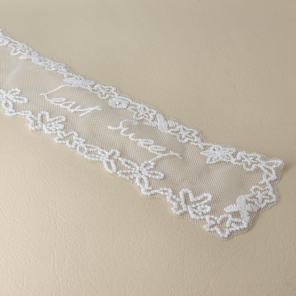 Embroidered Lace Skinny Scarf
