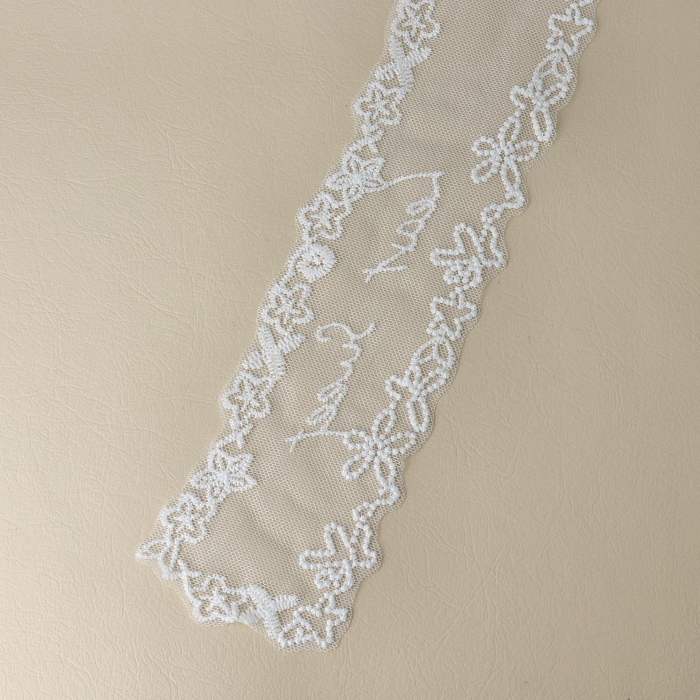Embroidered Lace Skinny Scarf