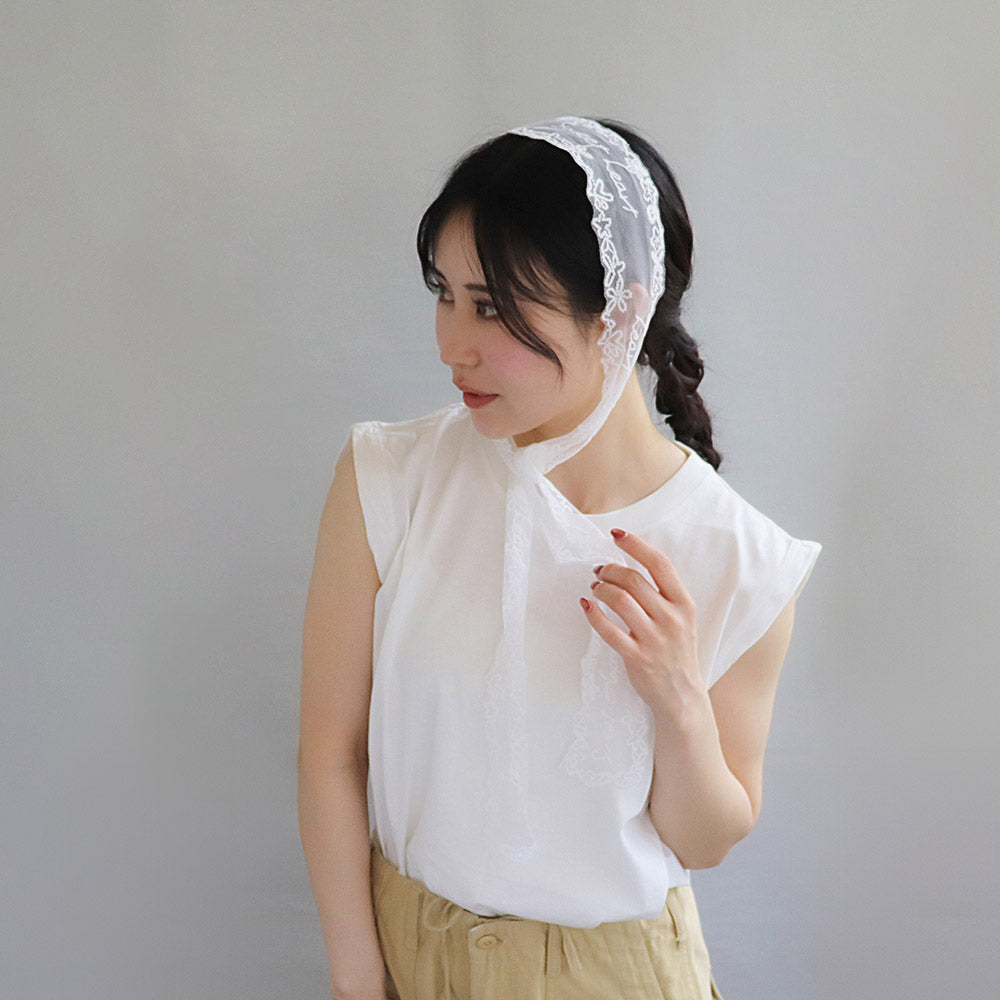 Embroidered Lace Skinny Scarf