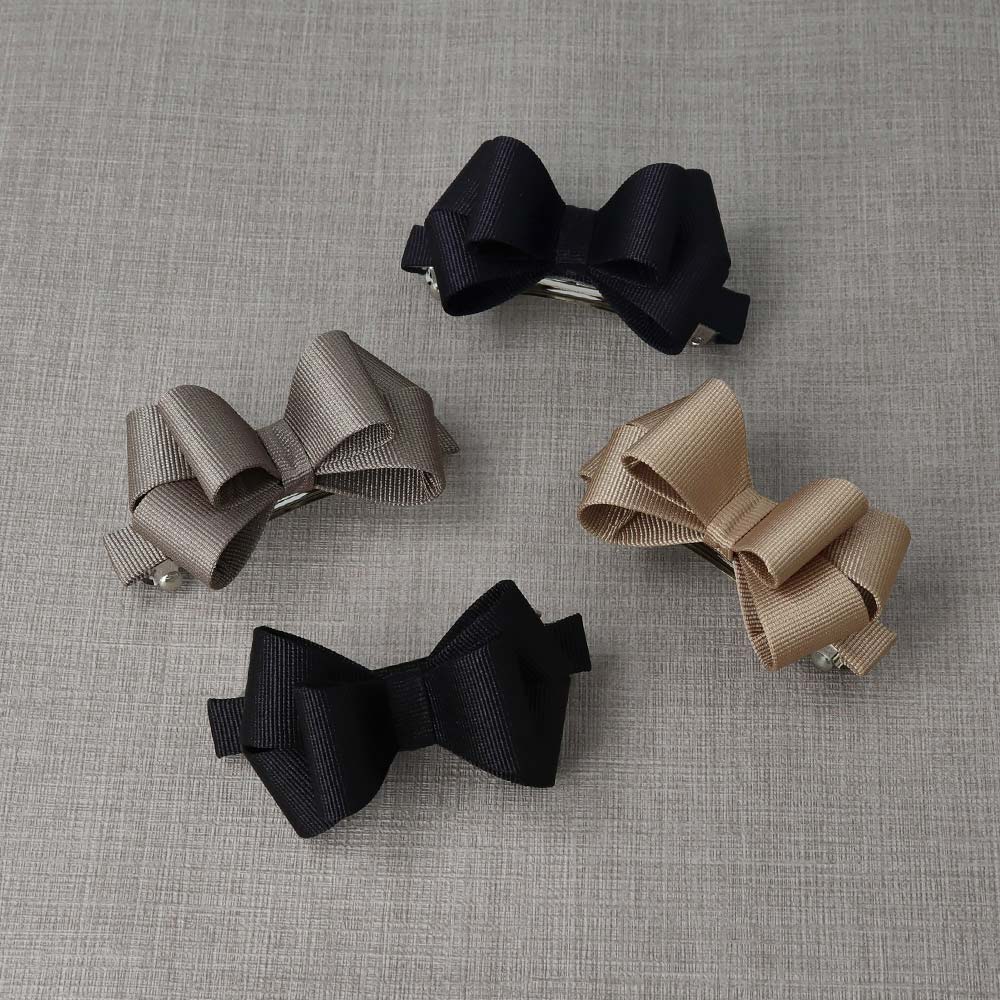 Layered Grosgrain Bow Hair Barrette - osewaya