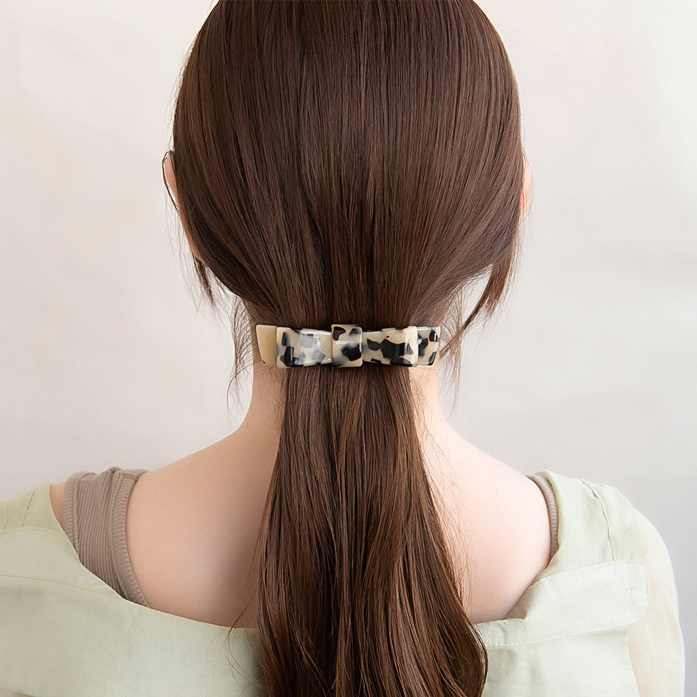 Rectangle Acetate Bow Hair Barrette