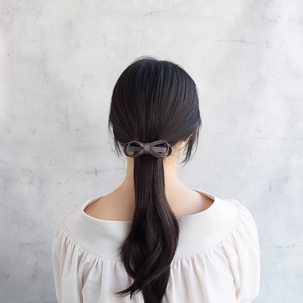 Neutral Textured Bow Hair Barrette