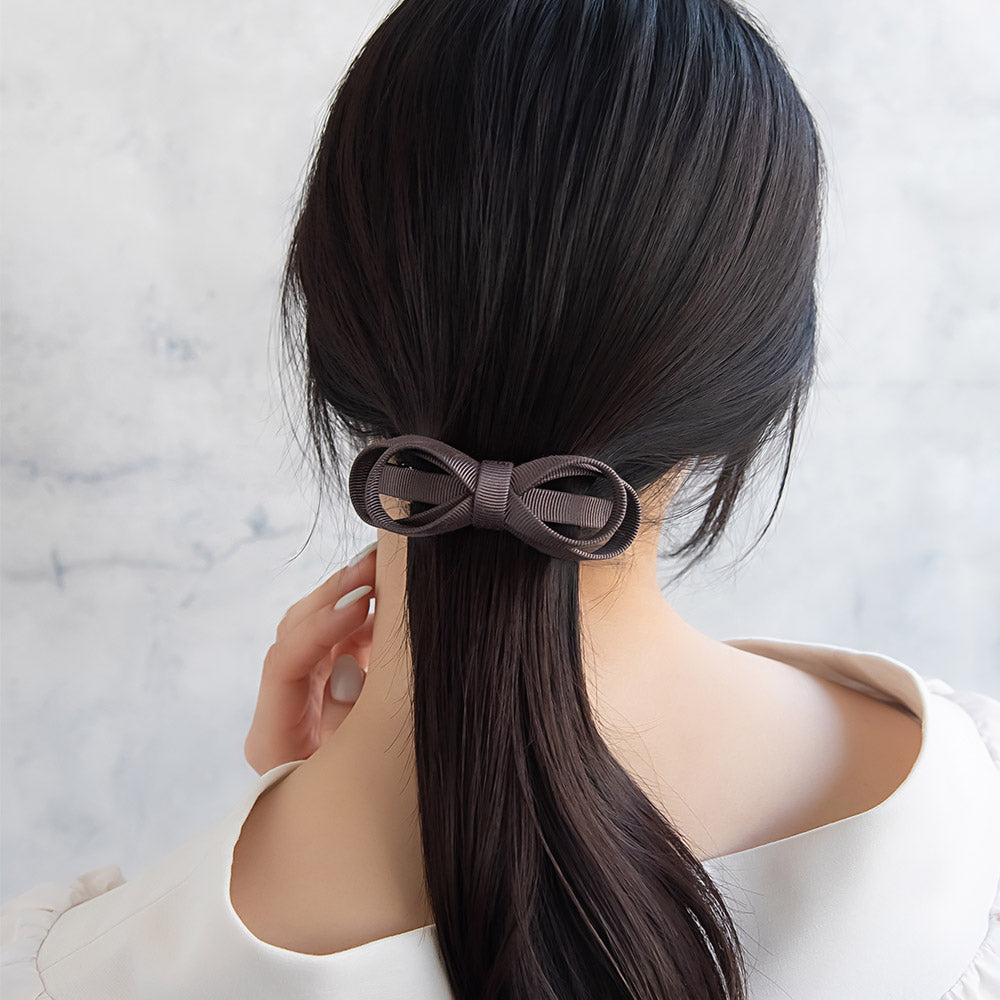 Neutral Textured Bow Hair Barrette