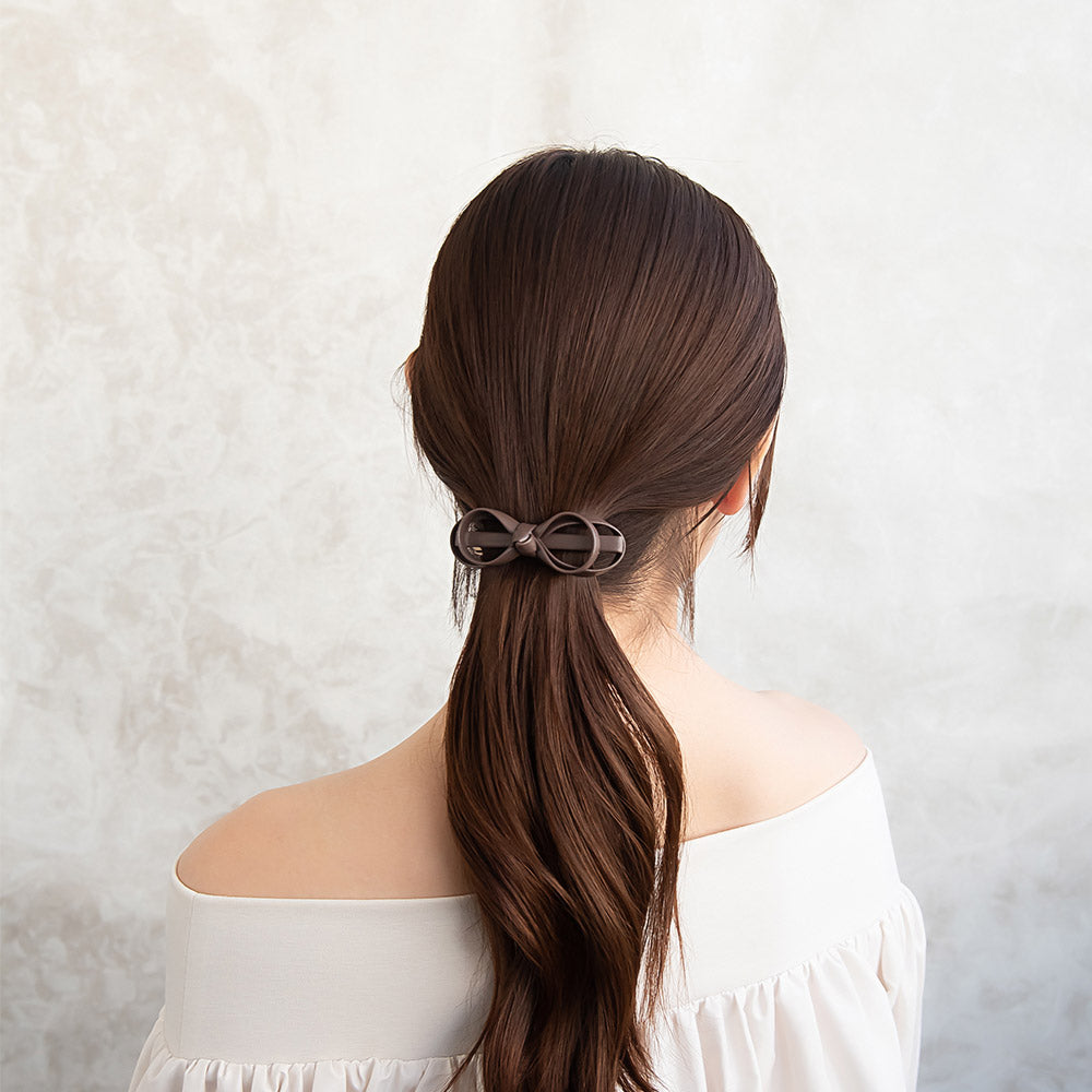 Faux Leather Bow Hair Barrette