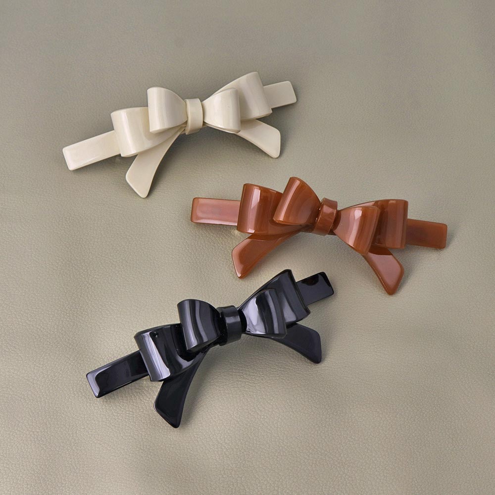 Layered Ribbon Bow Barrette - osewaya
