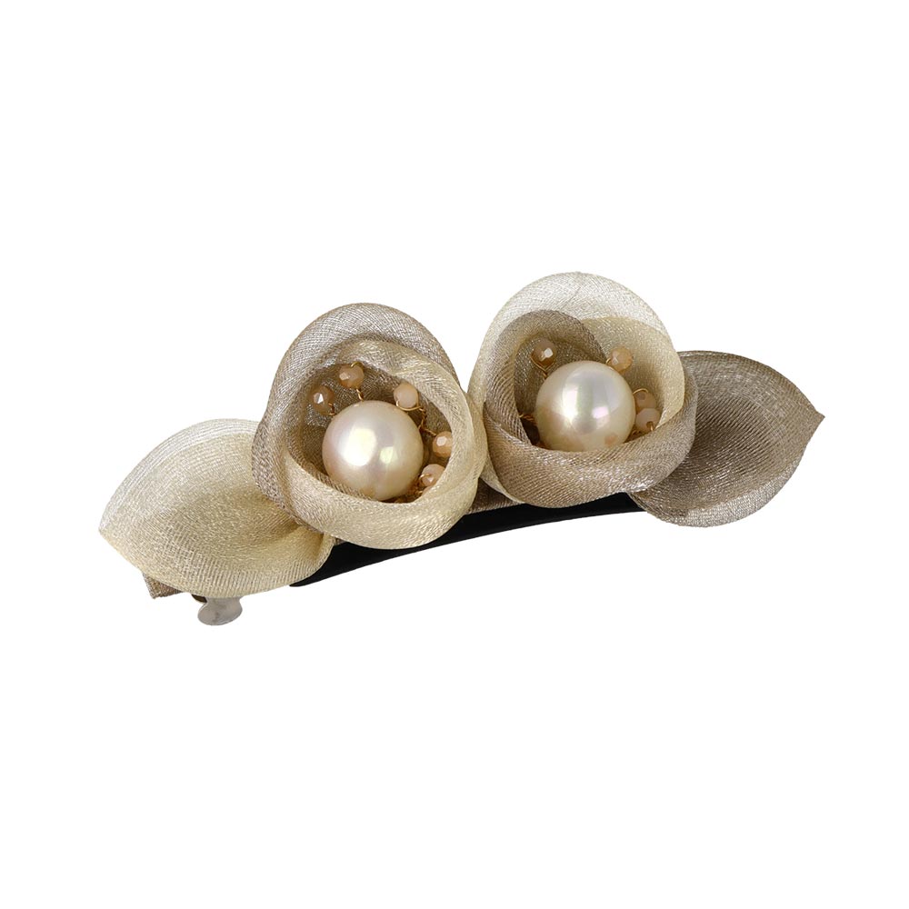 Double Tulle Flower Barrette