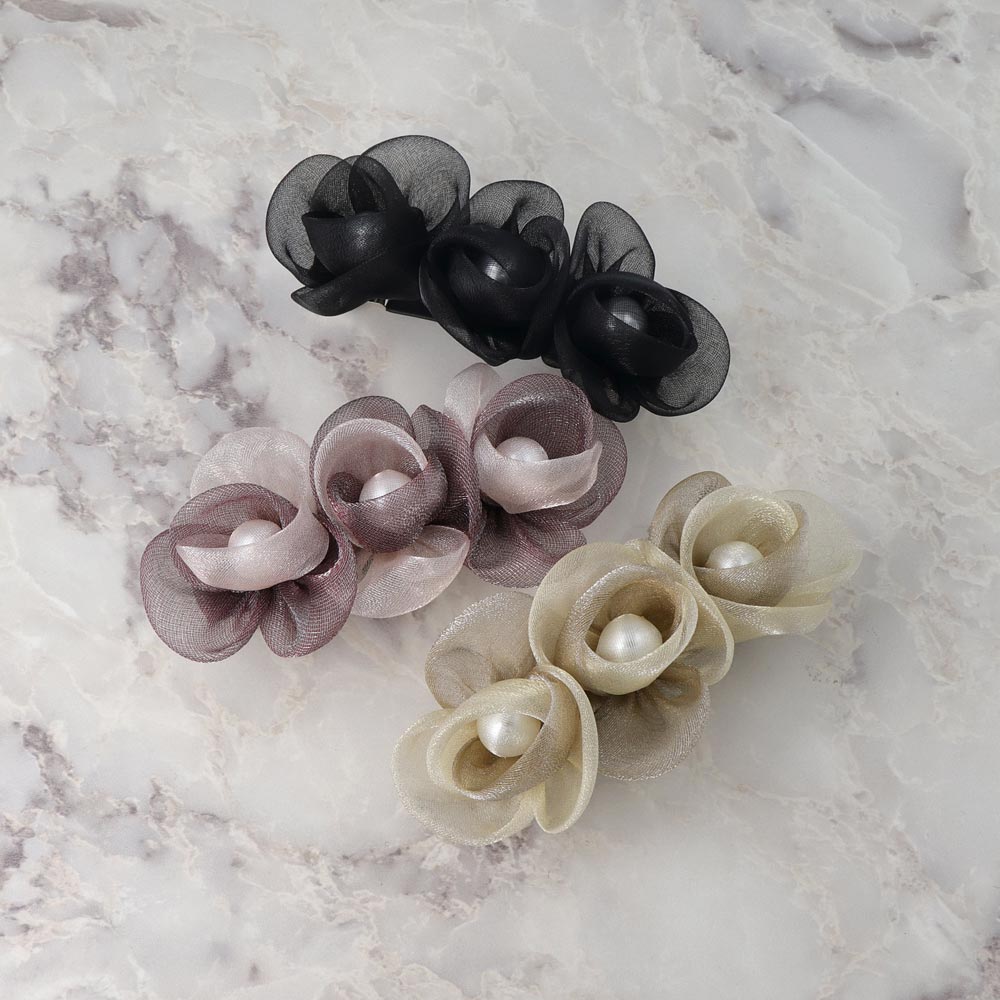 Triple Tulle Flower Barrette - osewaya