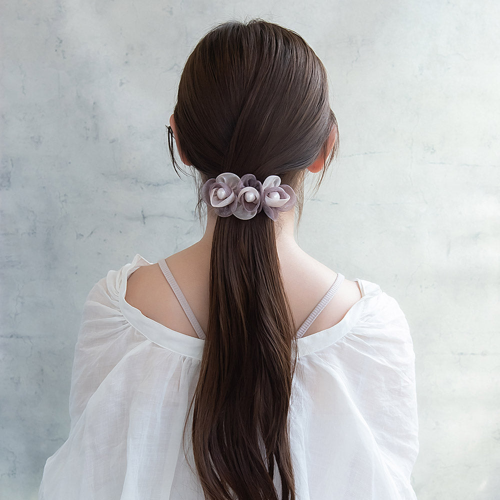 Triple Tulle Flower Barrette