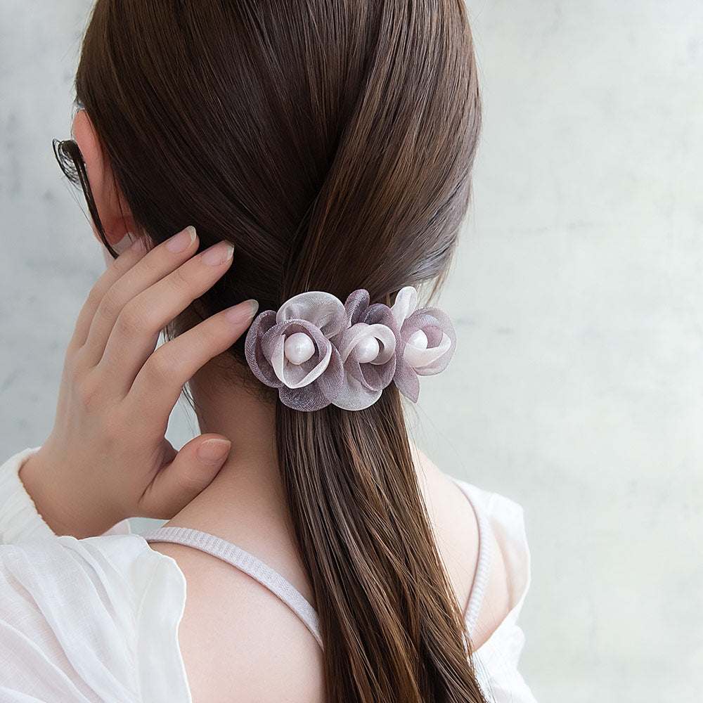Triple Tulle Flower Barrette - osewaya