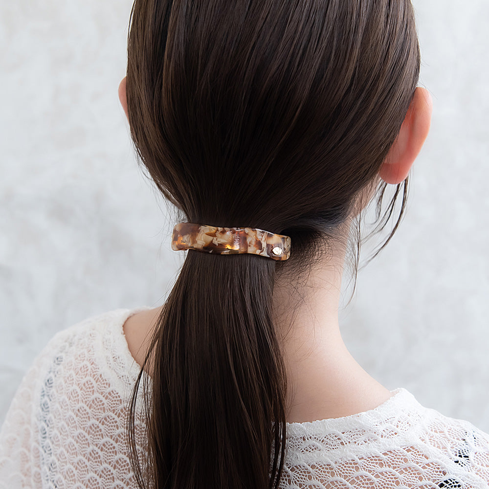Wavy Rectangle Marble Hair Barrette