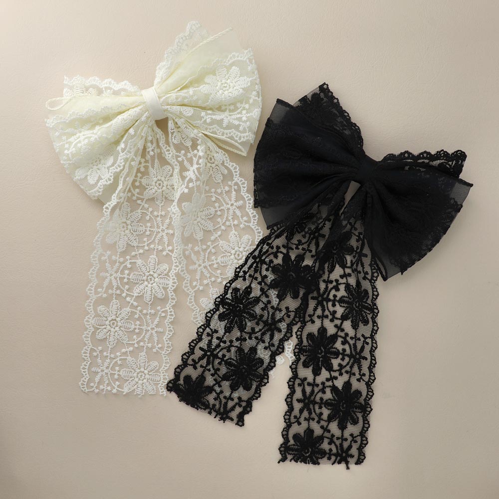 Floral Lace Bow Barrette - osewaya