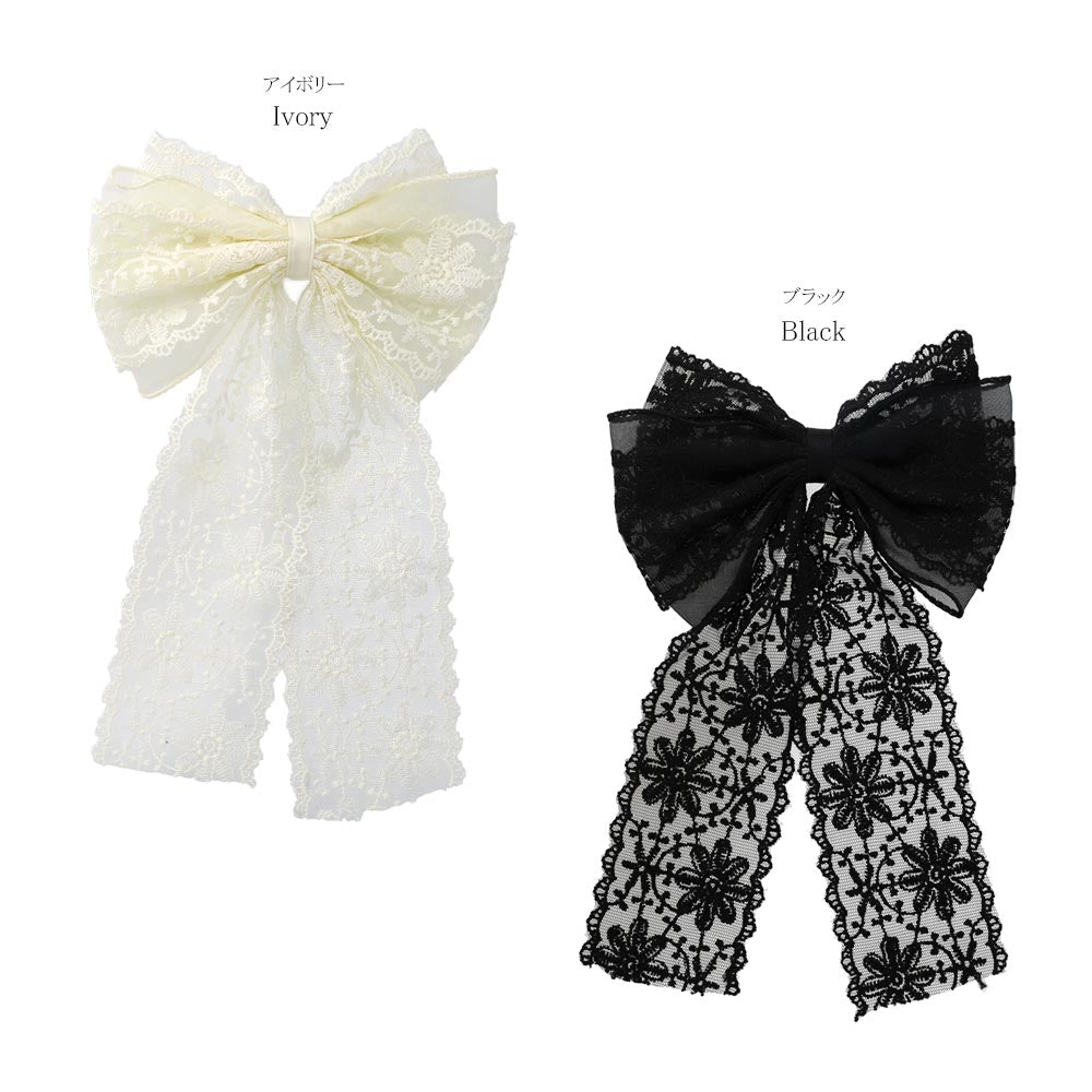 Floral Lace Bow Barrette