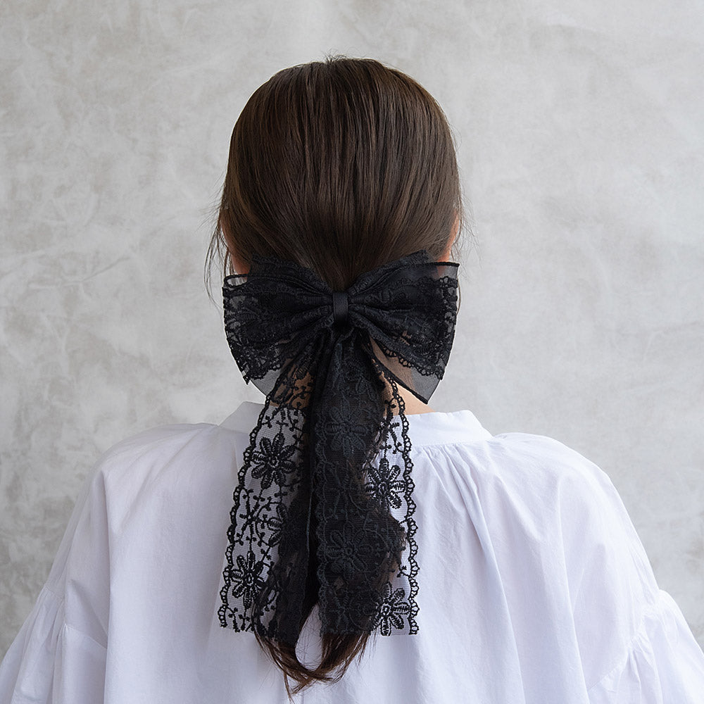 Floral Lace Bow Barrette