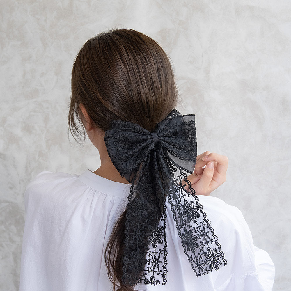 Floral Lace Bow Barrette