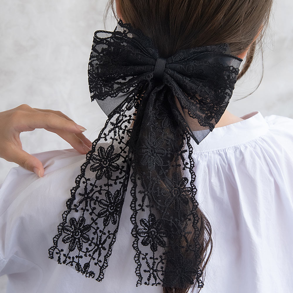 Floral Lace Bow Barrette