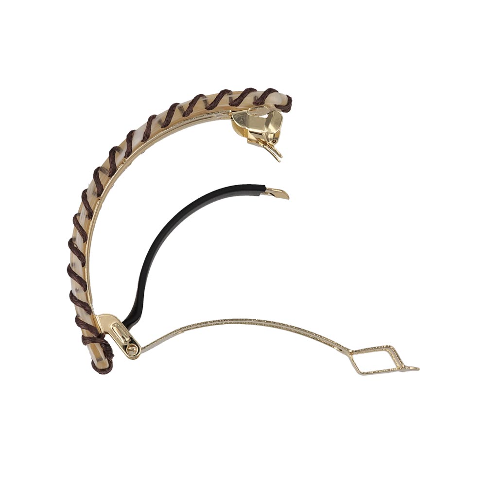 Stitched Marble Rectangle Hair Barrette