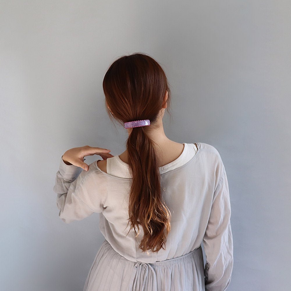 Stitched Marble Rectangle Hair Barrette