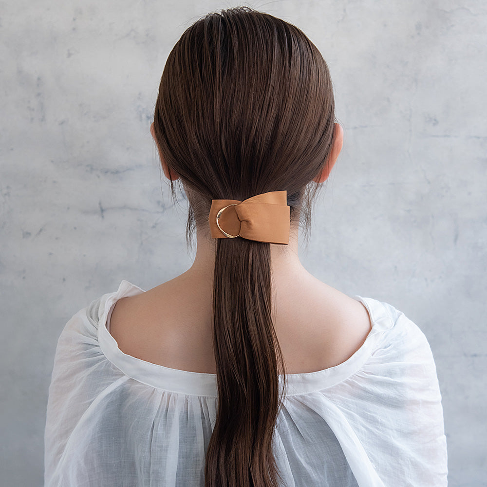 Asymmetric Grosgrain Bow Barrette