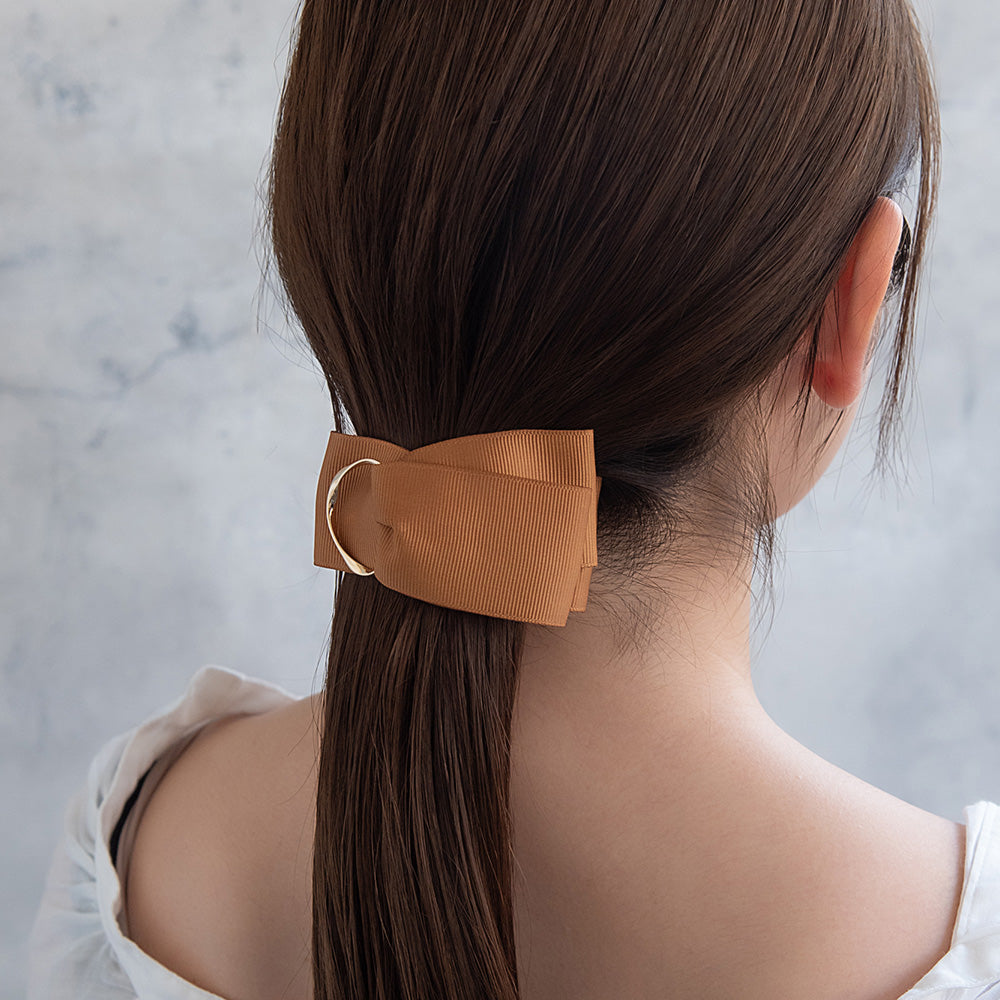 Asymmetric Grosgrain Bow Barrette