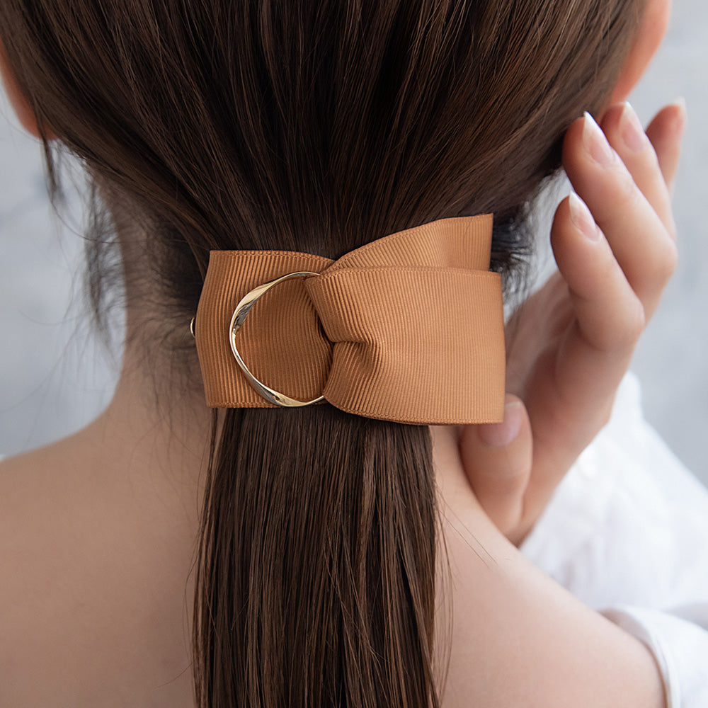 Asymmetric Grosgrain Bow Barrette