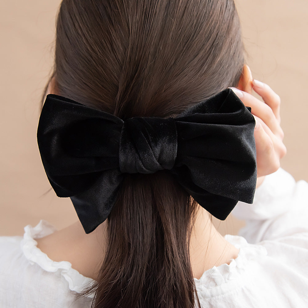 Oversized Velvet Bow Barrette - osewaya