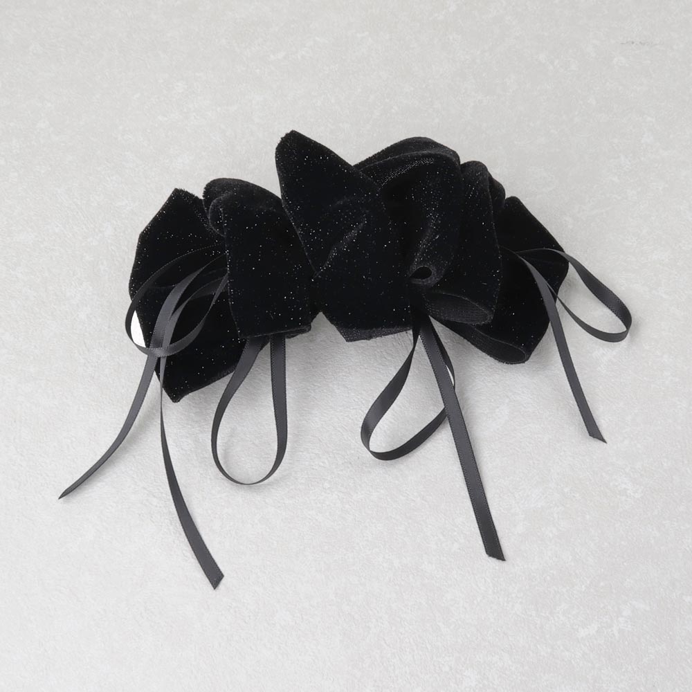 Skinny Bow Glittery Ruffle Barrette