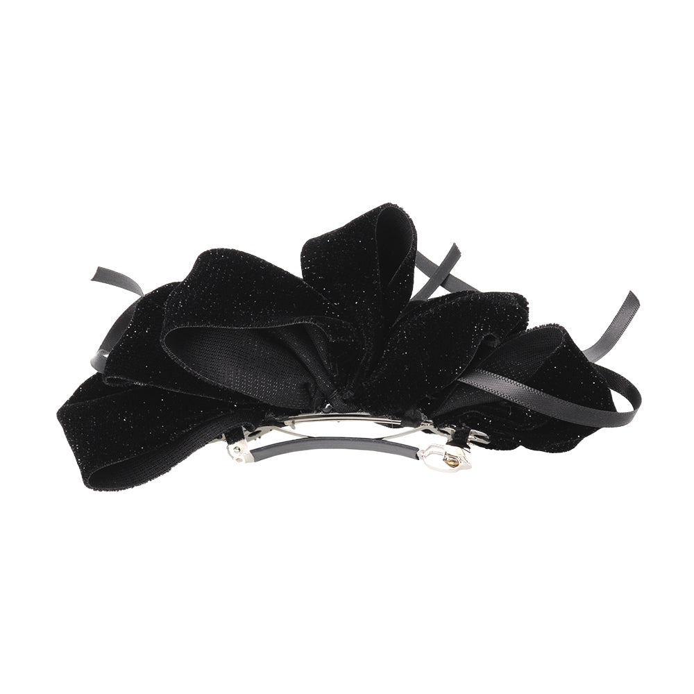 Skinny Bow Glittery Ruffle Barrette