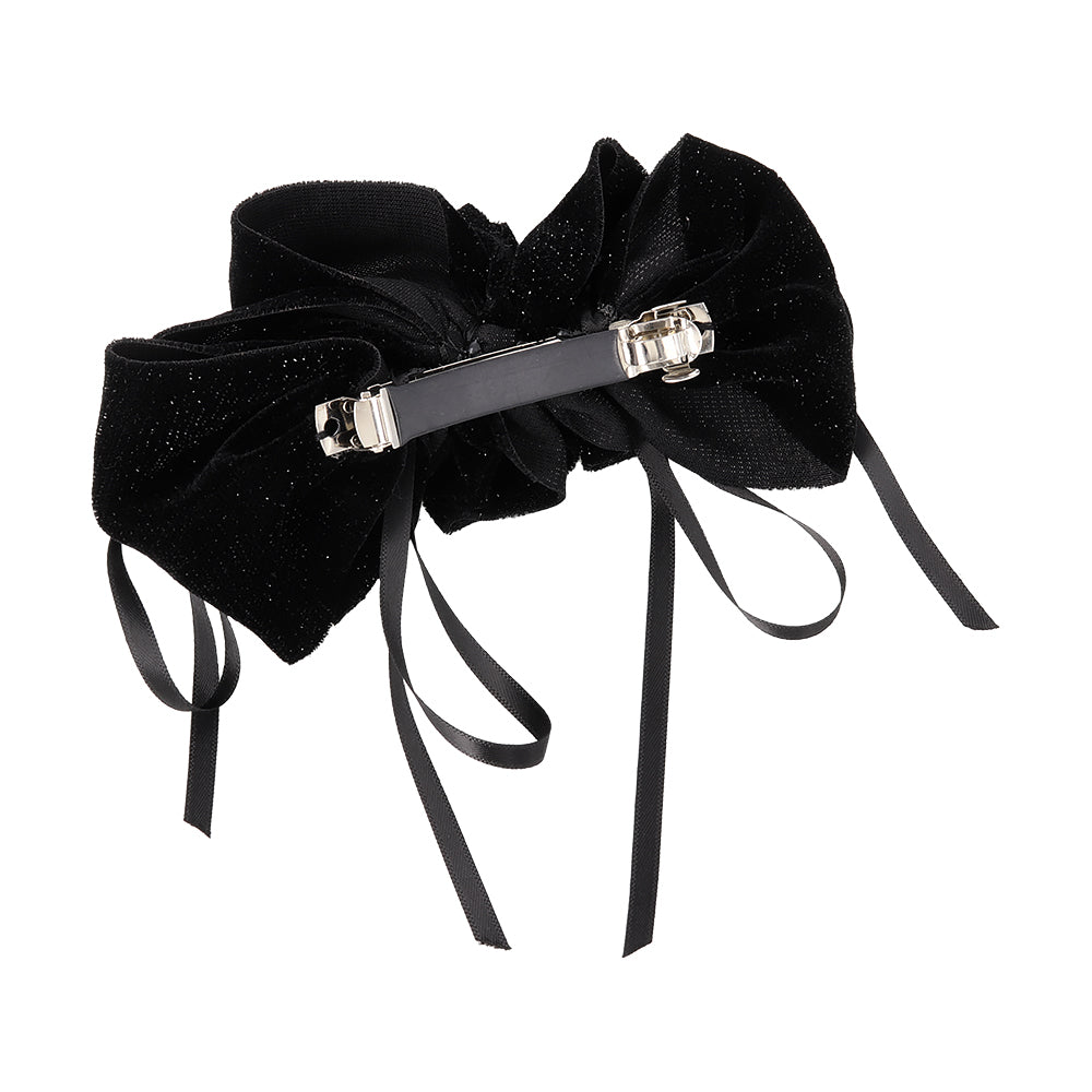 Skinny Bow Glittery Ruffle Barrette