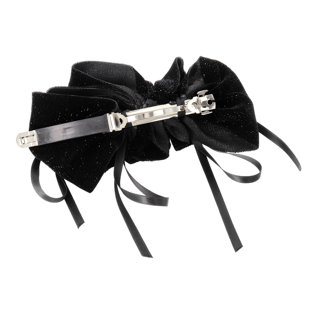 Skinny Bow Glittery Ruffle Barrette
