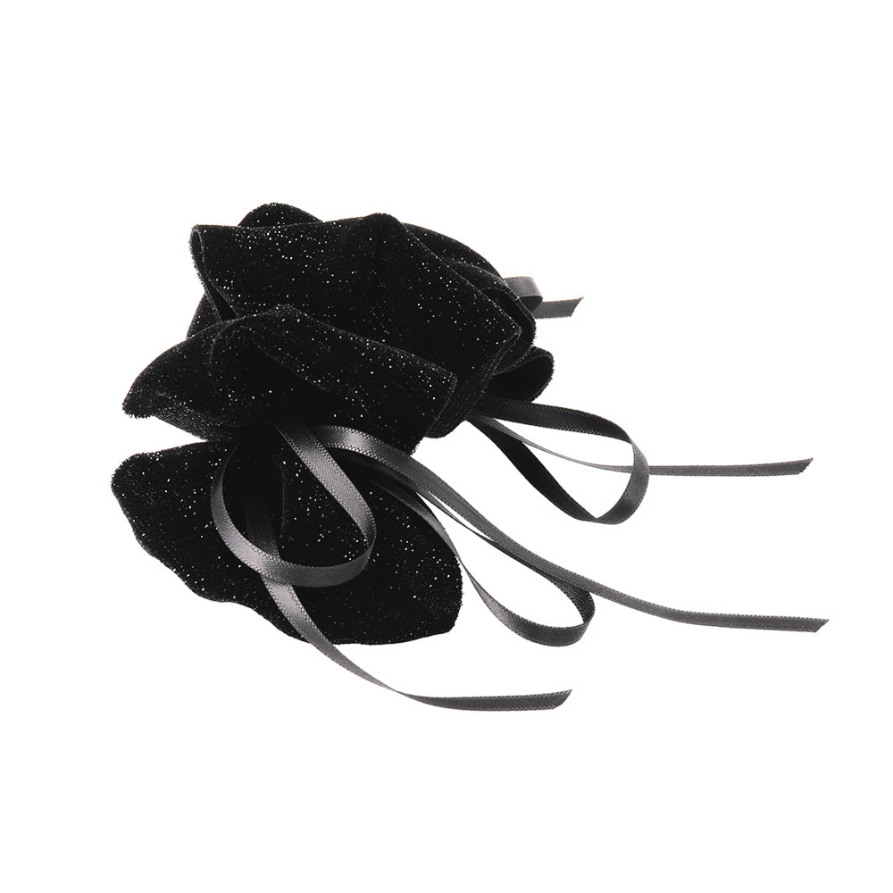 Skinny Bow Glittery Ruffle Barrette