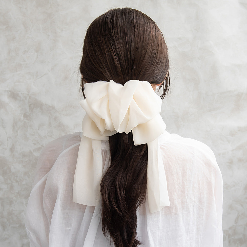 Oversized Ruffle Bow Barrette