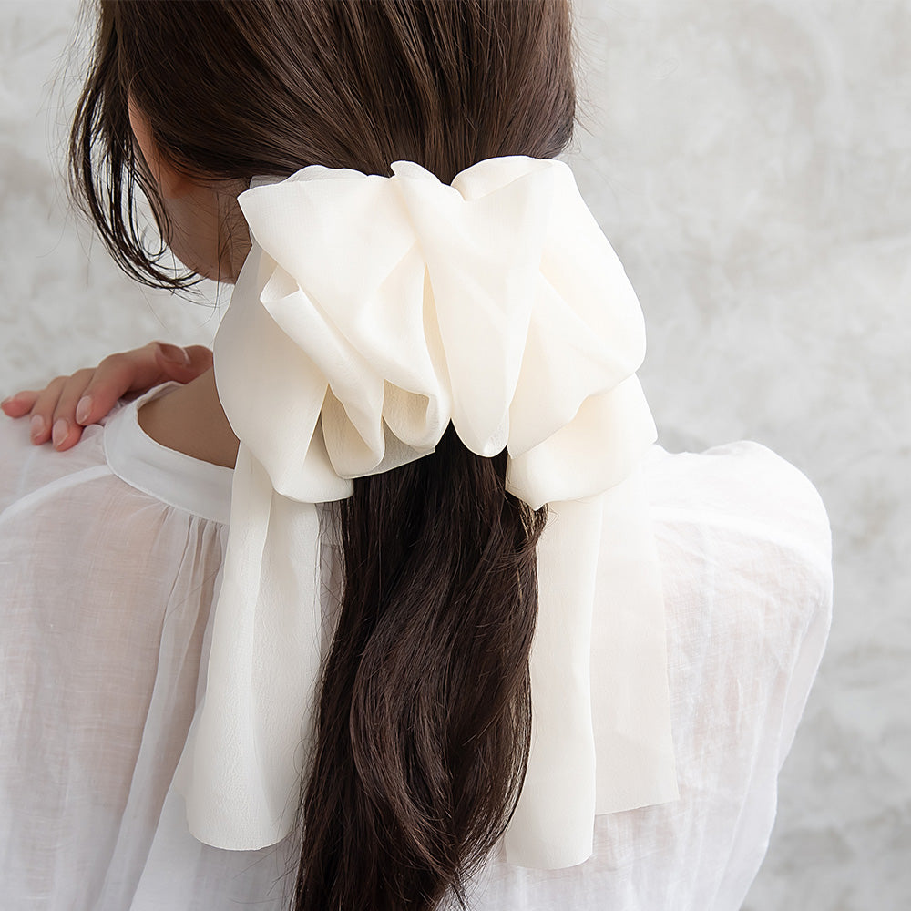 Oversized Ruffle Bow Barrette