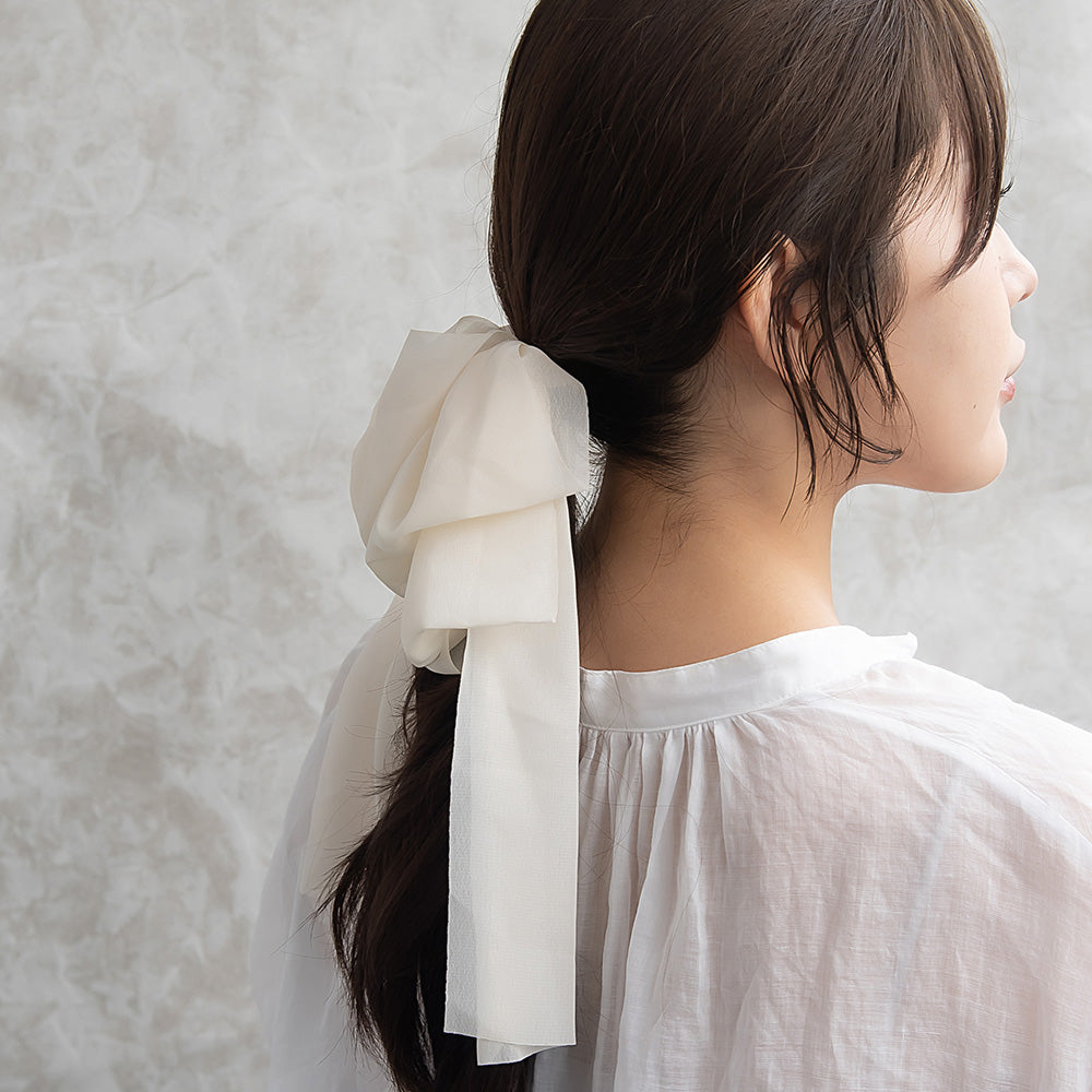 Oversized Ruffle Bow Barrette - osewaya