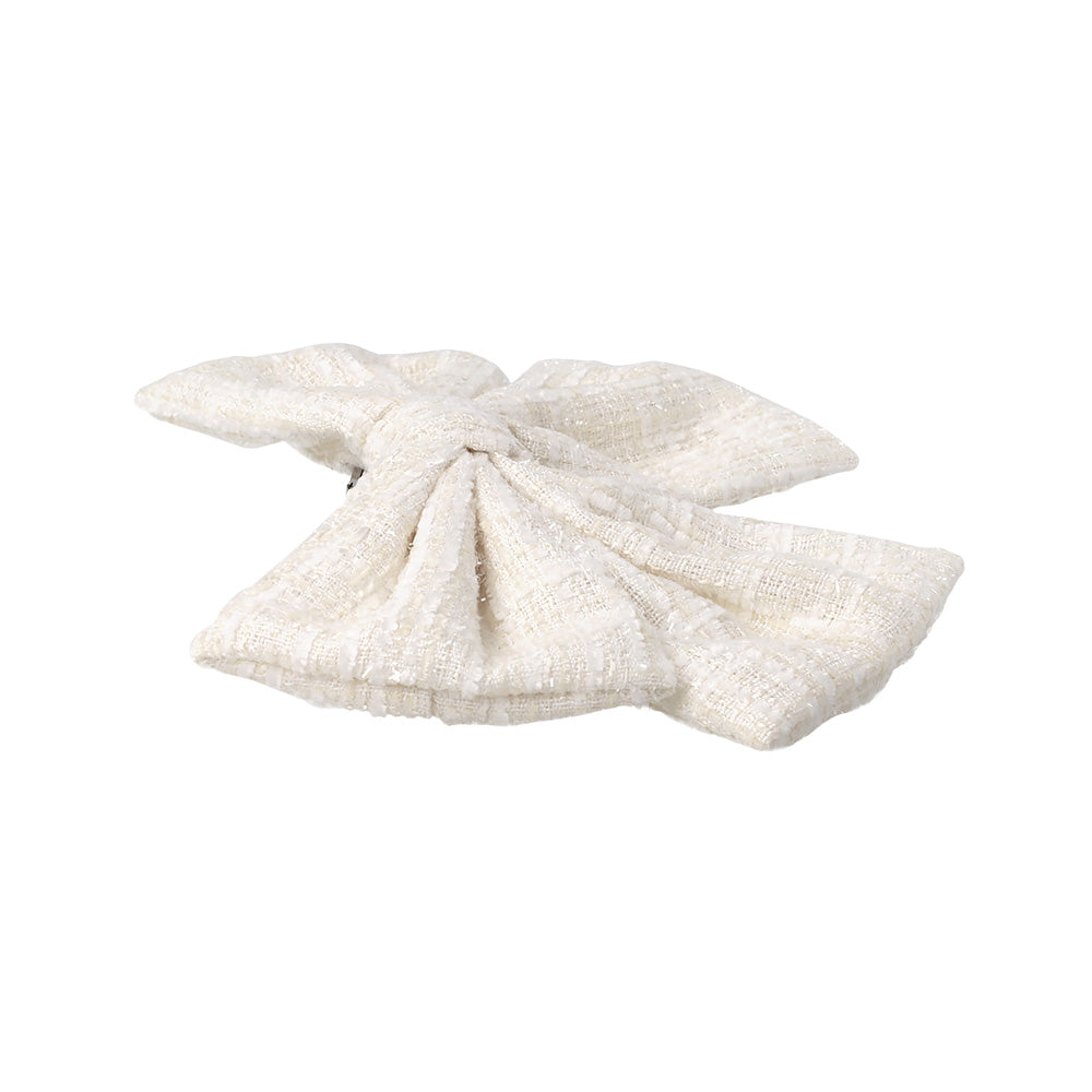 Tweed Bow Hair Barrette