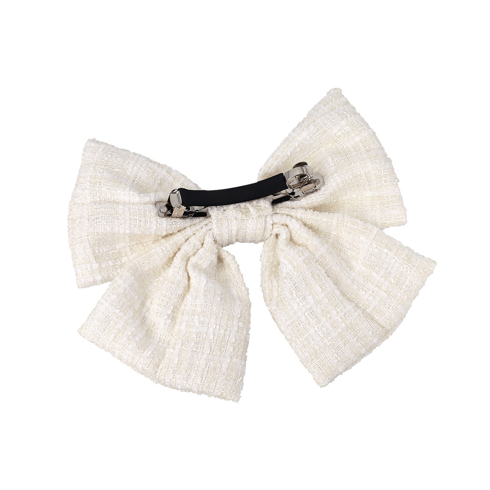 Tweed Bow Hair Barrette