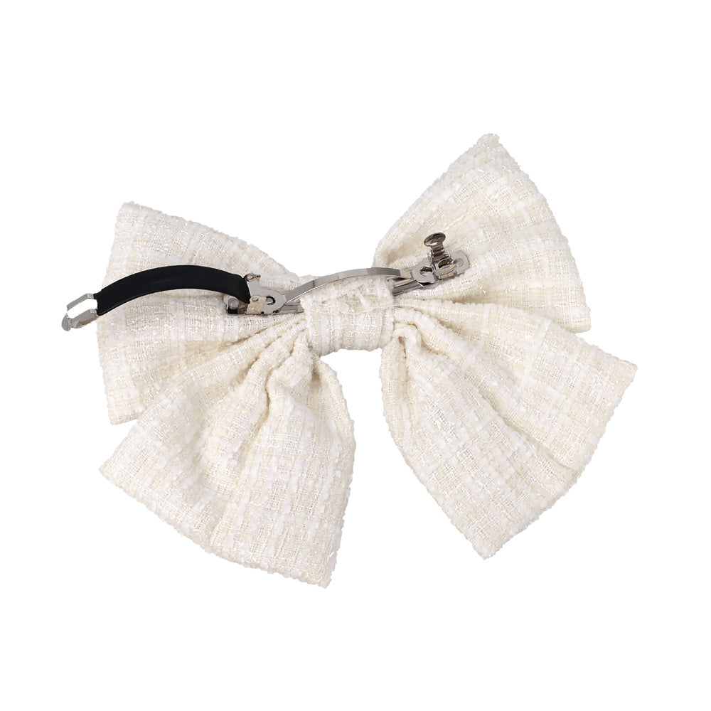 Tweed Bow Hair Barrette