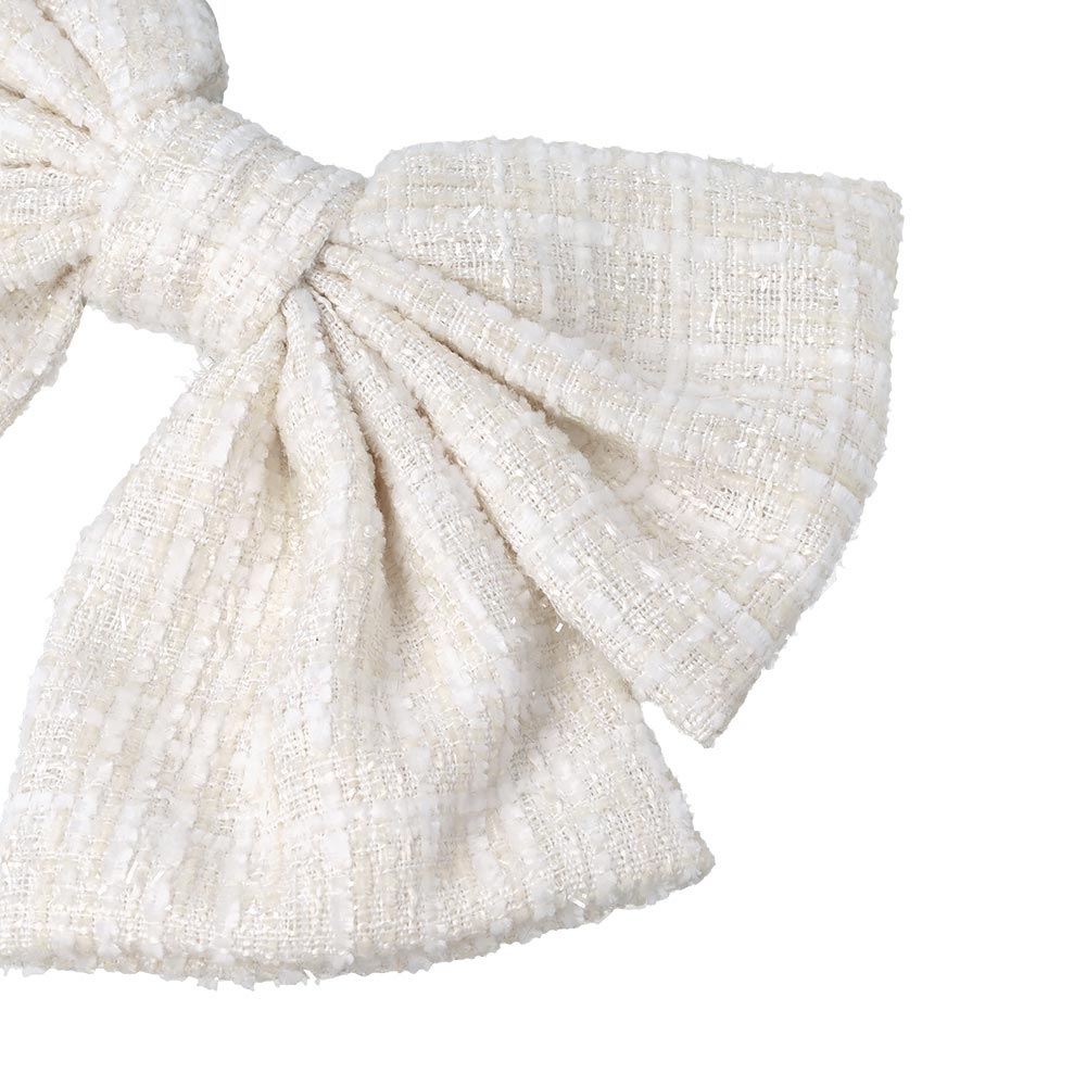 Tweed Bow Hair Barrette