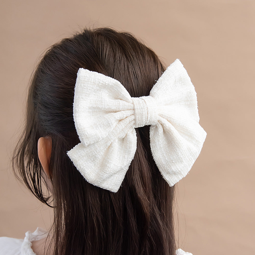 Tweed Bow Hair Barrette