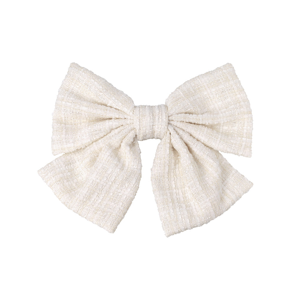Tweed Bow Hair Barrette