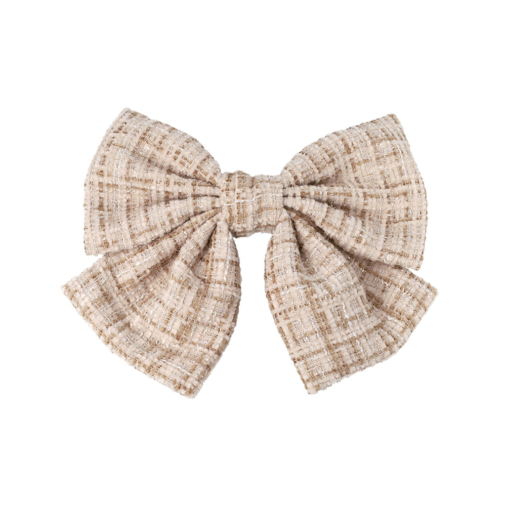 Tweed Bow Hair Barrette
