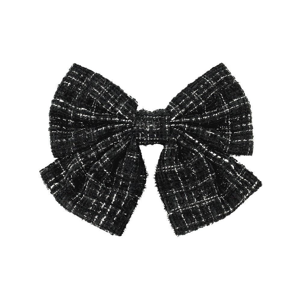 Tweed Bow Hair Barrette