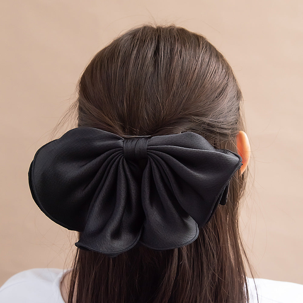 Drapey Black Bow Barrette