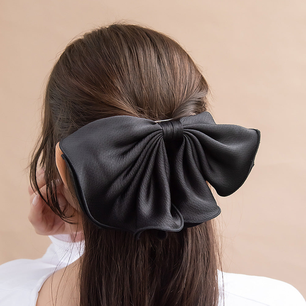 Drapey Black Bow Barrette