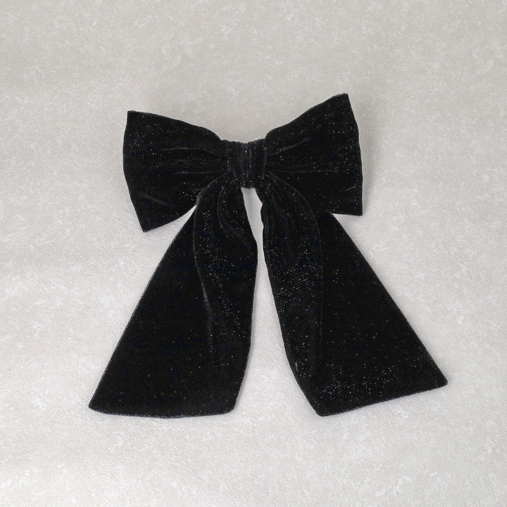Glittery Velvet Bow Barrette
