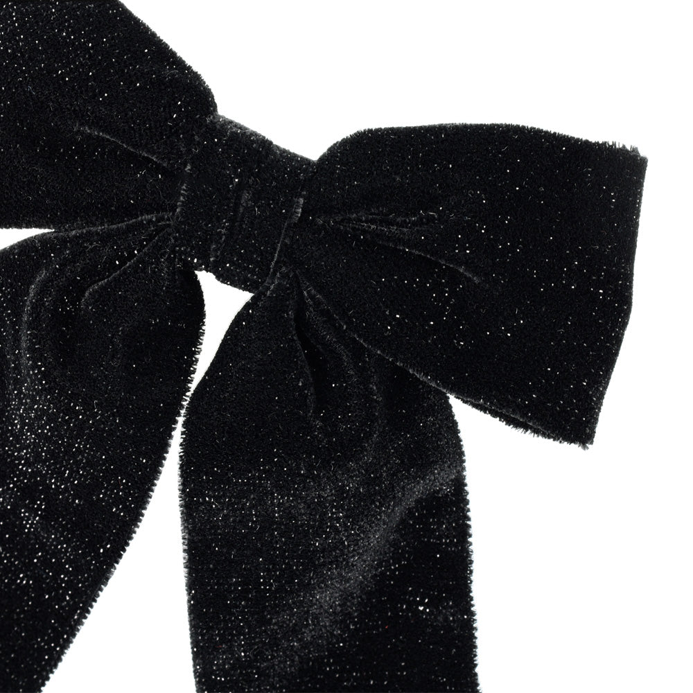 Glittery Velvet Long Tail Bow Barrette